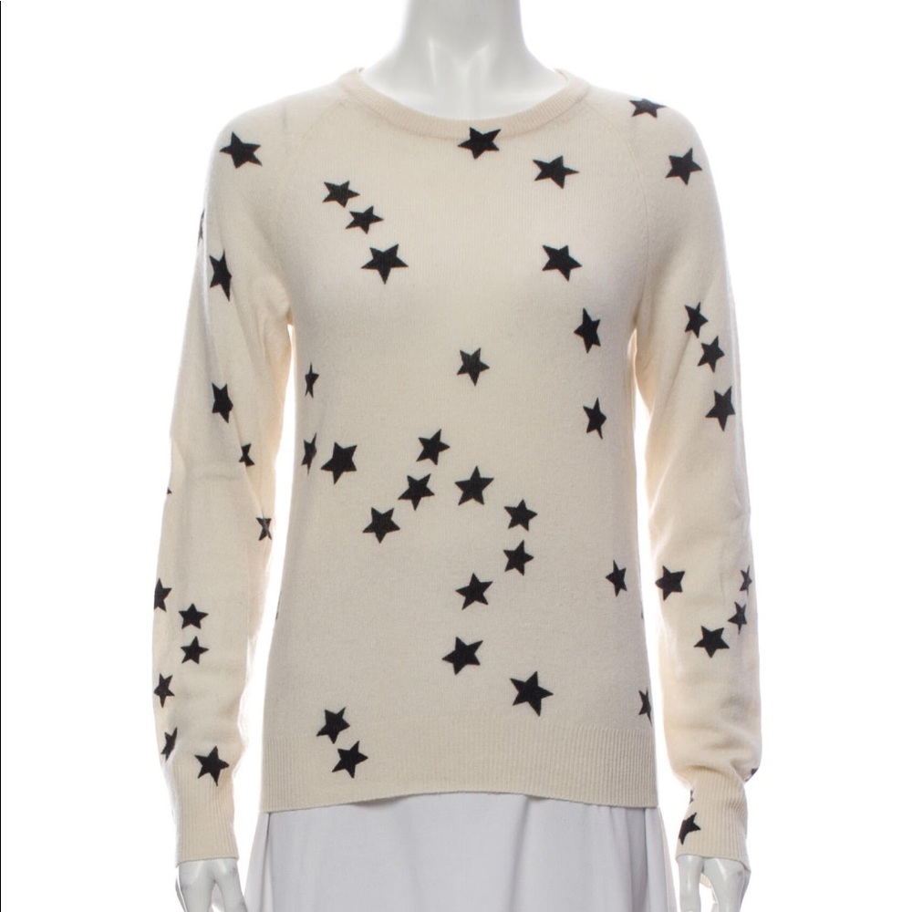 FLASH⚡️⚡️⚡️SALE!!! Equipment 100% Cashmere Sweater w/ Stars. Ivory/Black.EUC! XS
